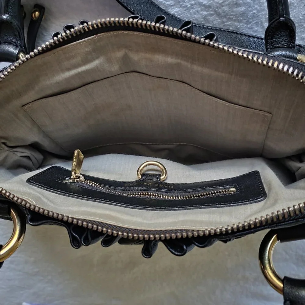 Marc Jacobs Black Quilted Leather Cecilia Satchel with Gold Hardware